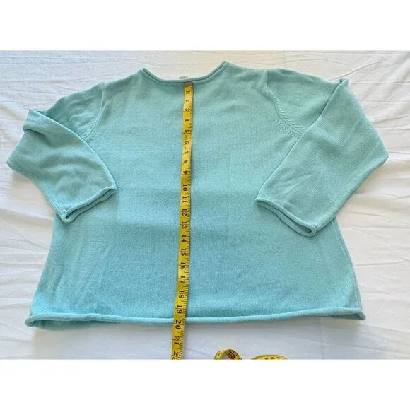 Appleseeds Petites Starfish Sweater Size PXL Turquoise Embroidered Beach Ocean - Picture 7 of 10